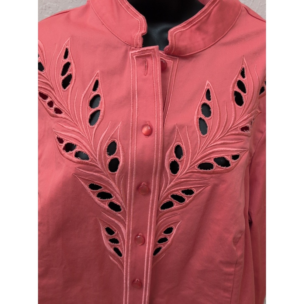 Bob Mackieβ Women's Coral Cotton Blend Wearable Art Blazer Jacket Size 1X
